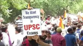 Protest by ABVP Student wing against UPSC at UPSC Headquarter new delhi .