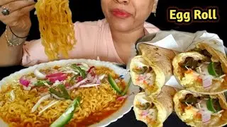 Eating Extra Spicy Cheese Maggie🥵 Egg Roll 🥐🤤 Indian Street Food🤤 Homemade Street Food