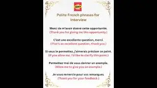 Polite French phrases for Interview | LEARN FRENCH VOCABULARY |  #french  #learnfrench   #shorts