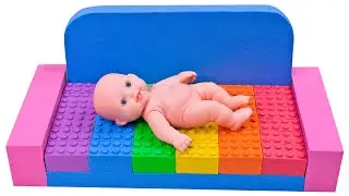 Satisfying Video l DIY How To Make Sofa Lego with Rainbow Kinetic Sand Cutting ASMR