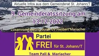 9. GRS 13.12.2022 St. Johann Tirol Zusammenfassung GV Heribert Mariacher Parteifrei f&uuml;r St. Johann/T