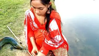 Beautiful Village Girl Fishing With Hook||Best Hook Fishing Video || Рыбалка Видео.