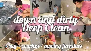 DIRTY DEEP CLEANING | Disgusting Rug + Couches & Moving Furniture ~ Mom Life Cleaning Motivation