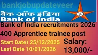 Bank of India Apprentice Recruitment 2025 | tranee post Vacancy  Vacancy in 2025 | New Vacancy 2025