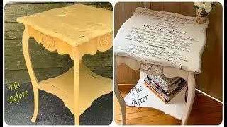 DiY Easier than Decoupage Thrift store table upcycle