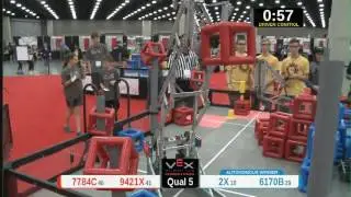 2015 VRC Tech Q5 - 7784C 9421X vs 2X 6170B - 25 to 61 - VEX Worlds 2015 - Technology Division
