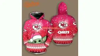 Kansas City Chiefs Santa Baby Yoda Christmas White Red Novelty 3D Hoodie