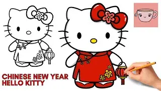 Как нарисовать Hello Kitty в честь китайского Нового года | Лунный Новый год | Милое и простое по...