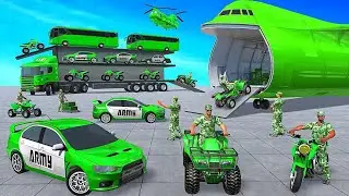 US Army & Police Vehicles Car Truck Transporter Simulator | Android iOS Gameplay
