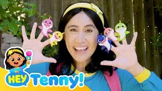 [Sped Up] Shark Finger Family🖐️ | Song for Kids | Educational Videos for Kids | Hey Tenny!