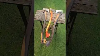 Hexagonal axe handle made from natural-colored hardwood