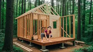 The Woman Who Single-Handedly Built a Wooden Cabin Deep in the Forest.