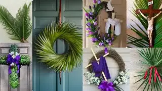 100+Palm Sunday Easter Decorations ideas church/home/door wreath flowers palm leaves satin ribbons
