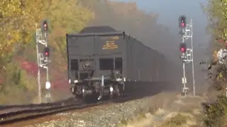 CSX Coal Train Blowing Coal Dust Everywhere! Big Fast Train Crosses Over Track 1 to 2 + More Trains!