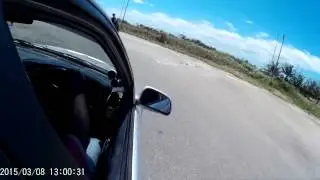 Kevon in his evo 6 second run at Autocross 1 2015