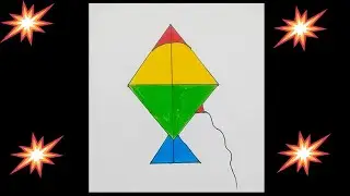 How To Draw Easy kite Drawing for kids) bachcho ki asan drawing/ Huma khan kids art.