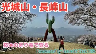 【光城山・長峰山 縦走登山】桜🌸の時期が超人気のお山『光城山』の桜の昇り竜という桜の道を！縦走した長峰山は巨大展望台やロボットみたいなオブジェなどなど見所イッパイです　2025年4月