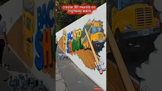 create 3D murals on highway walls/membuat mural3D ditembok jalan raya#global#aiworld#art#fypシ#foryou