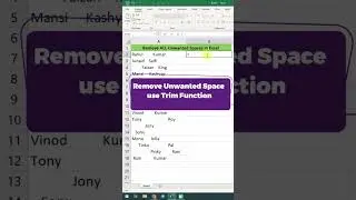 Remove unwanted Space in Excel | Trim Function |  #ytshorts #shortsfeed #skills #trending