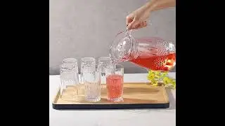 Transparent Glass Water Jug Set With Lid #glassware #glasswarecollection