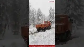 Snow clearing on roads taken up after fresh snowfall in Shopian.