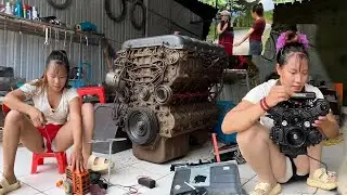 Amazing Skill! Talented 18-Year-Old Genius Girl Fixes a Broken Front Axle Bearing on a Tractor