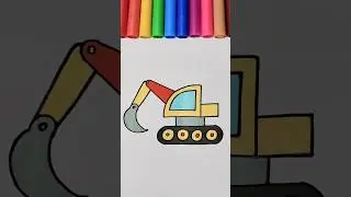 Easy Digger Drawing for Kids 🚜 | Excavator Sketch Step by Step #shorts