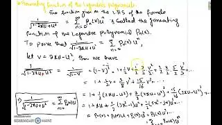 Generating function of Legendre polynomials