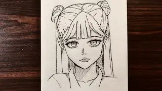 How to draw pretty anime girl with bun hair | easy to draw anime step by step