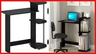 Great product -  FURINNO Compact Computer Desk with Shelves, Round Side, Black/Grey
