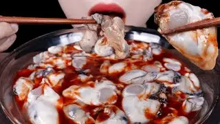 ASMR 생굴 불닭 스리라차 소스 리얼사운드 먹방