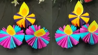 Diwali Decoration Ideas / DIY Paper Diya Ideas / How To Make Paper Diya Making 🪔