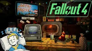 Fallout Christmas Ambience ❄️ | Cozy Retro Gaming &bull; Crackling Fireplace &bull; Rain & Thunderstorm