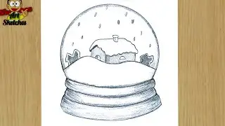 How to draw a snow Globe drawing | how to draw a house in snow globe