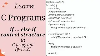 C Programming | if...else if Control Structure with Easy Example [p-17.2]