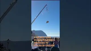 PUMPKIN DROP: Nearly one-ton behemoth smashes into pool