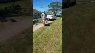 Duncan getting the customary wheelbarrow ride
