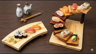 Wooden Sushi Stairs and Sushi Platter