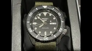 Часы Seiko 5 Sports с автоматическим механизмом и нейлоновым ремешком зеленого цвета