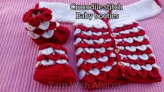 56 Crochet crocodile 🐊 stitch baby booties #crochetenglish #crochetbooties #yarnwithabarna