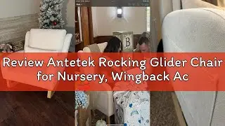 Review Antetek Rocking Glider Chair for Nursery, Wingback Accent Rocker Chair Upholstered Tall Back