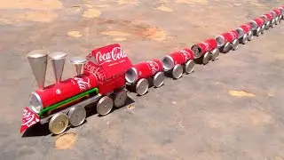 How to make a longest train using coca-cola cans | amazing toy train|