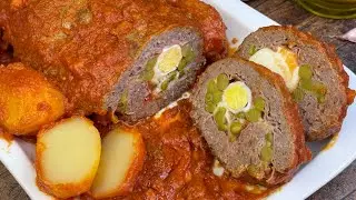 POLPETTONE RIPIENO ALLA SICILIANA CON SALSA ALLA MEDITERRANEA   ricetta FACILISSIMA!