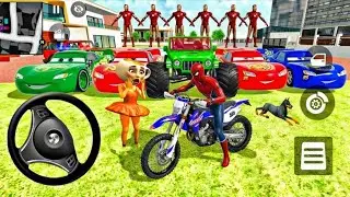 Mc Queen Car Bike Game 🦚 Spiderman 3D Drive Simulator Gameplay 🏁 Super Police Monster Escape 🚔 An
