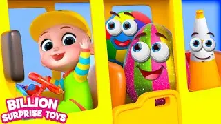 Wheels on the Bus, Indoor Playground Johny Johny Yes Papa - Learn Colors with Colorful BALLS