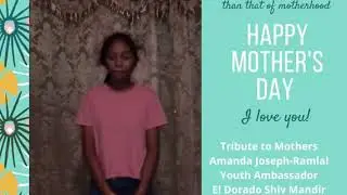 Youth Ambassador Amanda Joseph. Mother&rsquo;s Day Tribute.