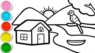 How to draw easy cute house 🏡 drawing | painting & colouring for kids | draw step by step-child art