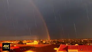[4K] Double rainbow, real rain and thunder sound to fall asleep fast!