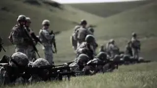 Soldiers in prone shooting position