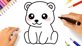 HOW TO DRAW A CUTE POLAR BEAR EASY ❤️